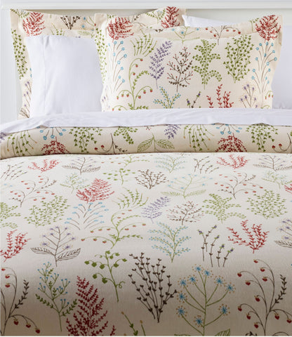 L.L.Bean Botanical Floral Flannel Comforter Cover Collection Botanical Floral