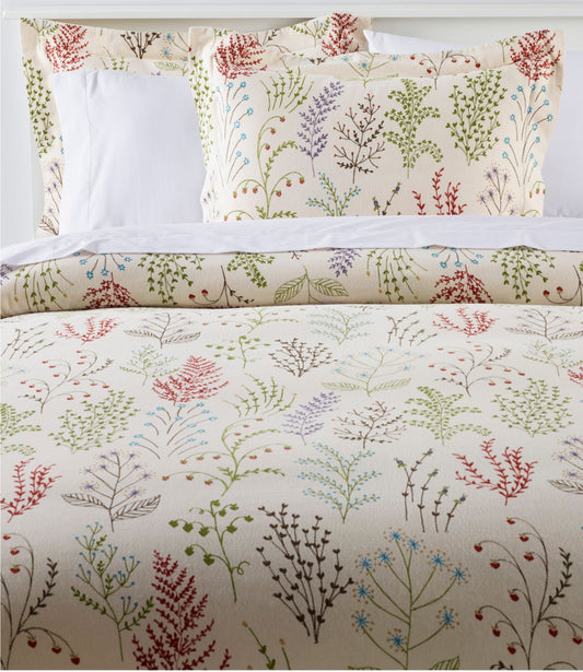 L.L.Bean Botanical Floral Flannel Comforter Cover Collection Botanical Floral