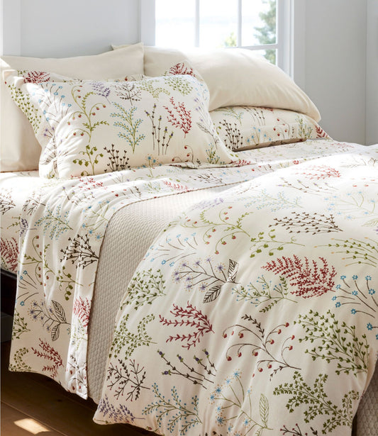 L.L.Bean Botanical Floral Flannel Comforter Cover Collection Botanical Floral