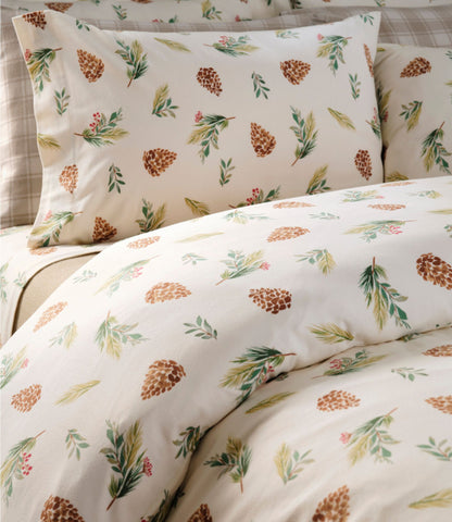 L.L.Bean Evergreen Flannel Comforter Cover Collection Evergreen