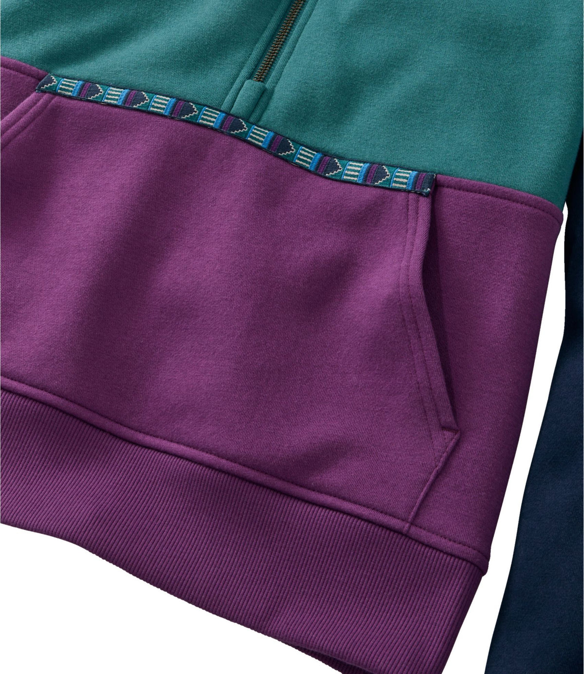 L.L.Bean Women's Mountain Classic Sweatshirt, Half-Zip Colorblock Classic Navy/Shade Teal/Wood Violet