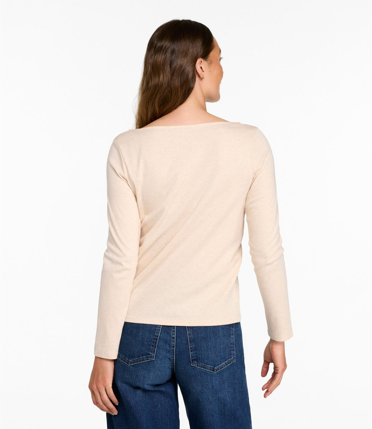 L.L.Bean Women's Pima Cotton Tee, Long-Sleeve Open V-Neck Bordeaux