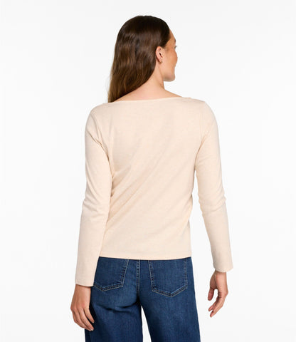 L.L.Bean Women's Pima Cotton Tee, Long-Sleeve Open V-Neck Bordeaux