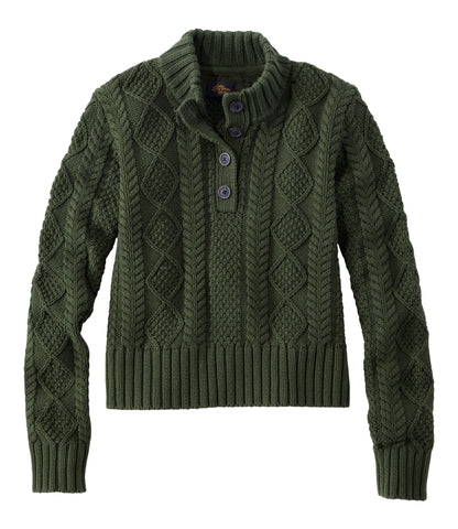 L.L.Bean Women's Signature Cotton Fisherman Sweater, Mockneck Forest Shade