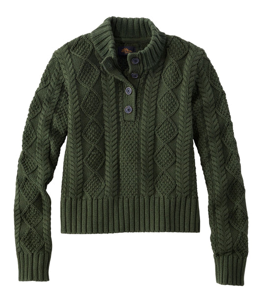 L.L.Bean Women's Signature Cotton Fisherman Sweater, Mockneck Forest Shade