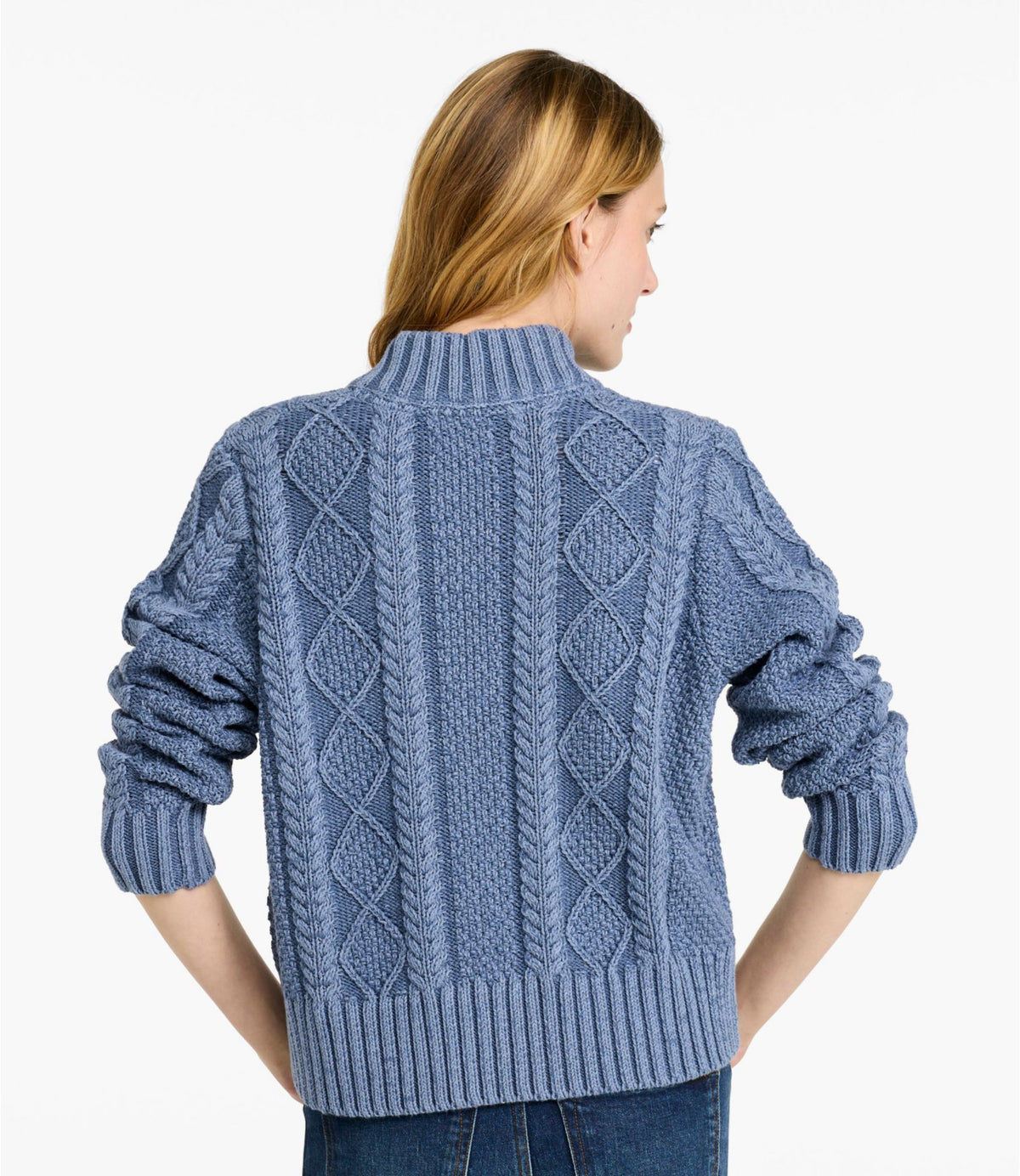 L.L.Bean Women's Signature Cotton Fisherman Sweater, Mockneck Forest Shade