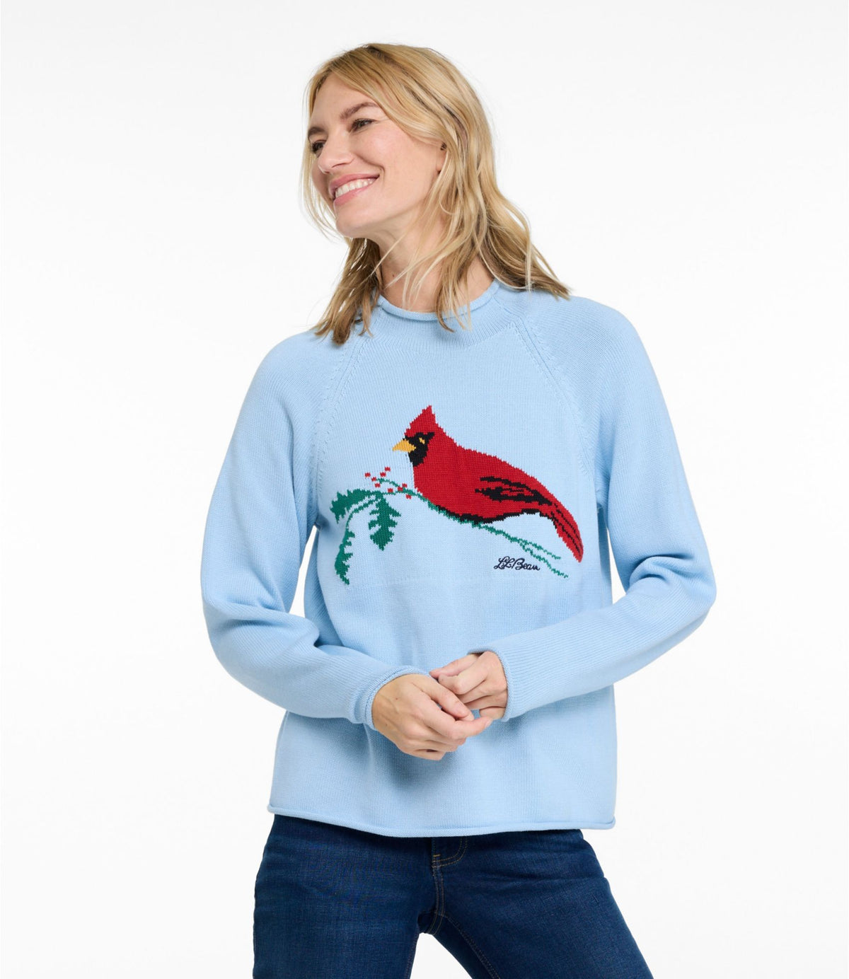 L.L.Bean Women's The Original Double L® Sweater, Novelty Rollneck Bone Heritage Holiday