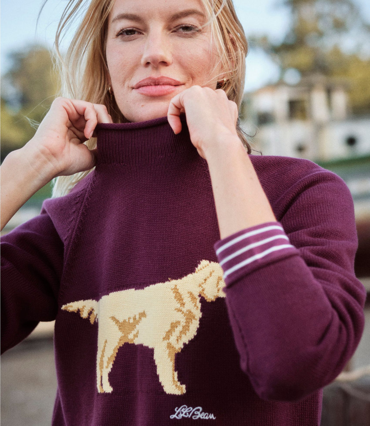 L.L.Bean Women's The Original Double L® Sweater, Novelty Rollneck Bone Heritage Holiday