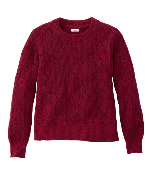 L.L.Bean Women's Wool Cotton Seaside Crewneck Sweater Bordeaux Heather