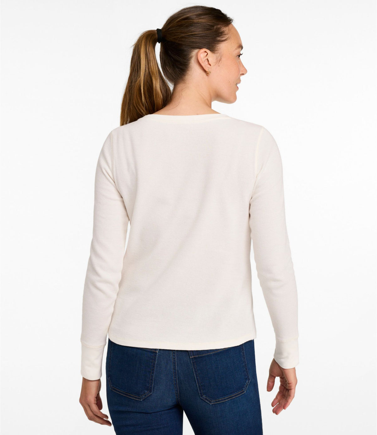 L.L.Bean Women's Waffle-Knit Top, Long-Sleeve Jewelneck Bordeaux