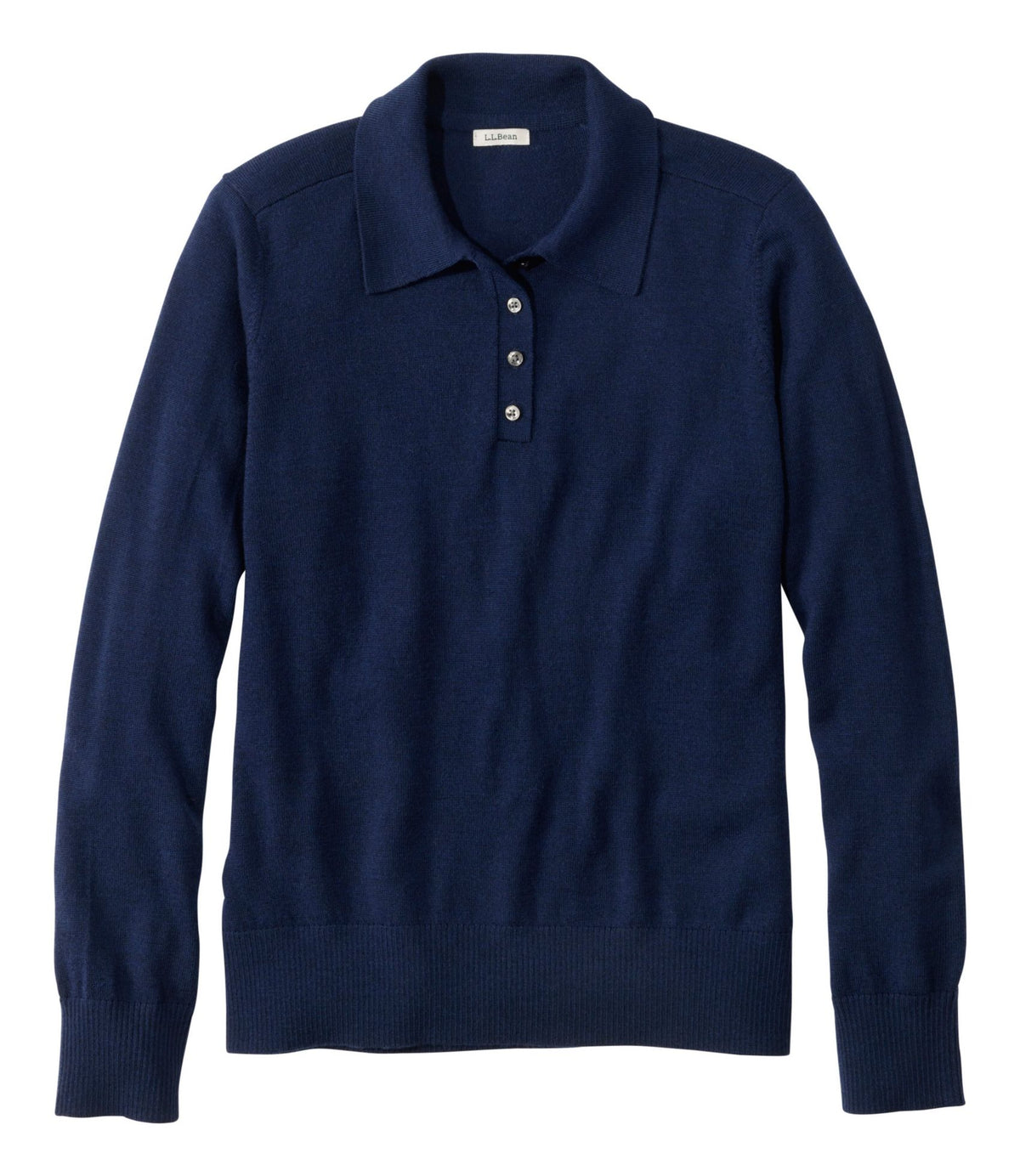 L.L.Bean Women's Essential Merino Wool Sweater, Polo Classic Navy
