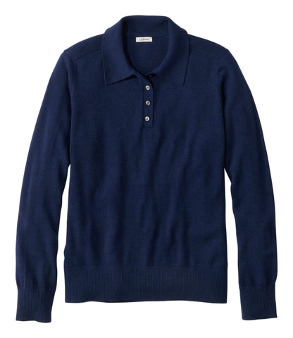L.L.Bean Women's Essential Merino Wool Sweater, Polo Classic Navy