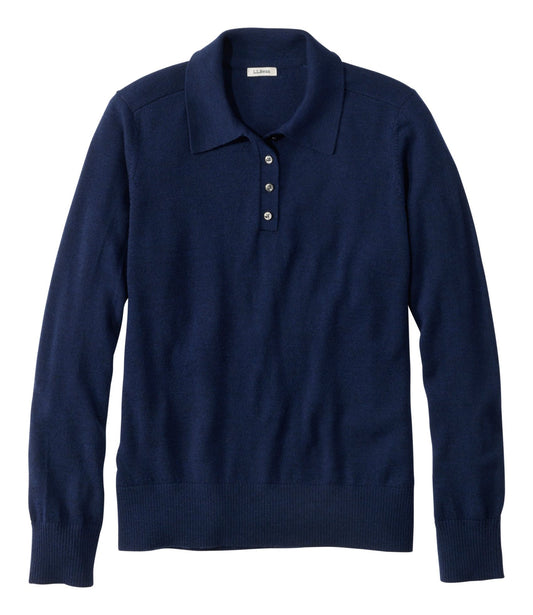 L.L.Bean Women's Essential Merino Wool Sweater, Polo Classic Navy