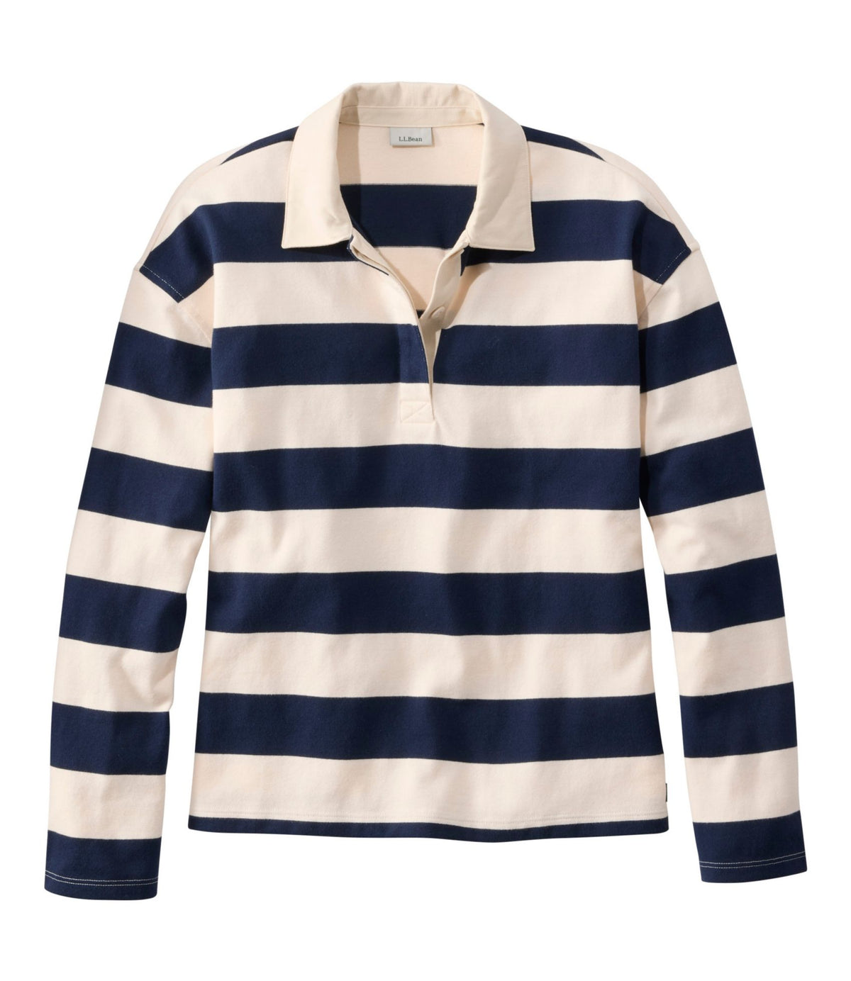 L.L.Bean Women's Mountain Classic Rugby, Long-Sleeve Stripe Classic Navy/Cream