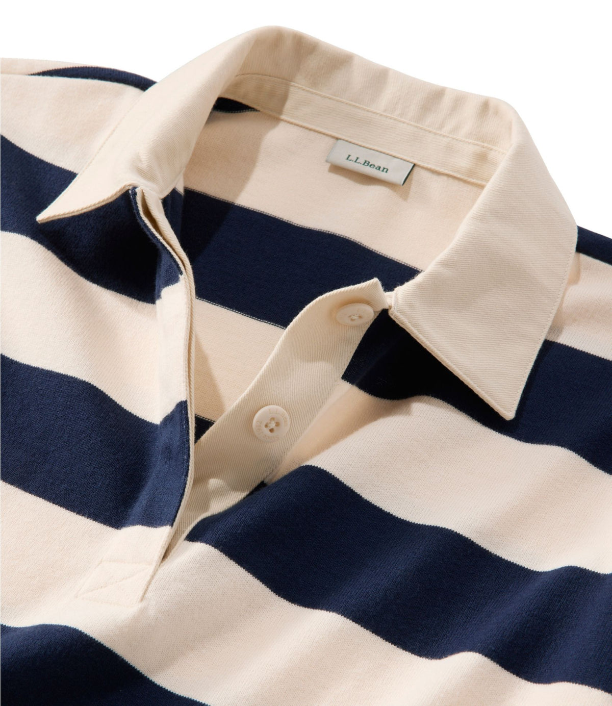 L.L.Bean Women's Mountain Classic Rugby, Long-Sleeve Stripe Classic Navy/Cream