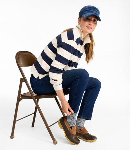 L.L.Bean Women's Mountain Classic Rugby, Long-Sleeve Stripe Classic Navy/Cream