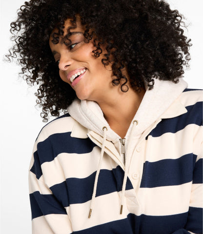 L.L.Bean Women's Mountain Classic Rugby, Long-Sleeve Stripe Classic Navy/Cream