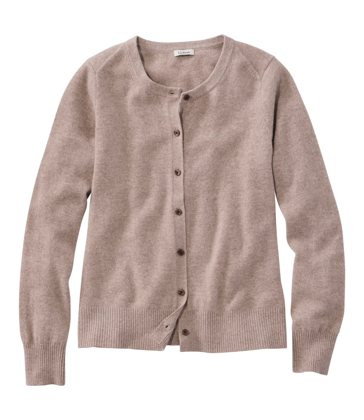 L.L.Bean Women's Classic Cashmere Sweater, Button-Front Cardigan Camel Heather