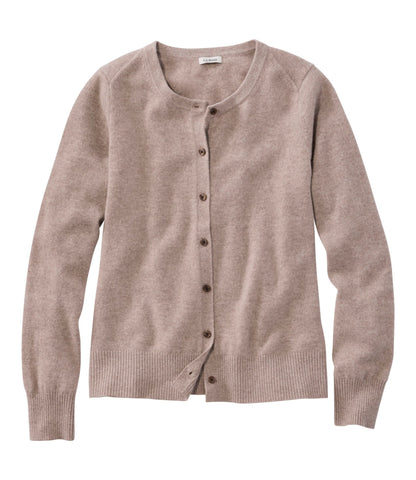 L.L.Bean Women's Classic Cashmere Sweater, Button-Front Cardigan Camel Heather