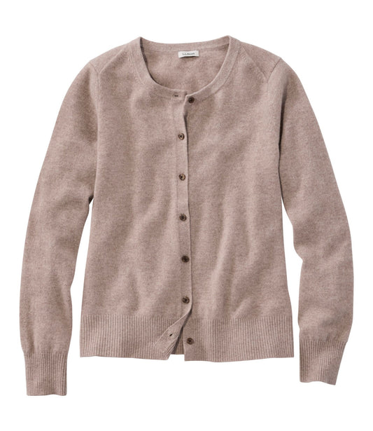 L.L.Bean Women's Classic Cashmere Sweater, Button-Front Cardigan Camel Heather