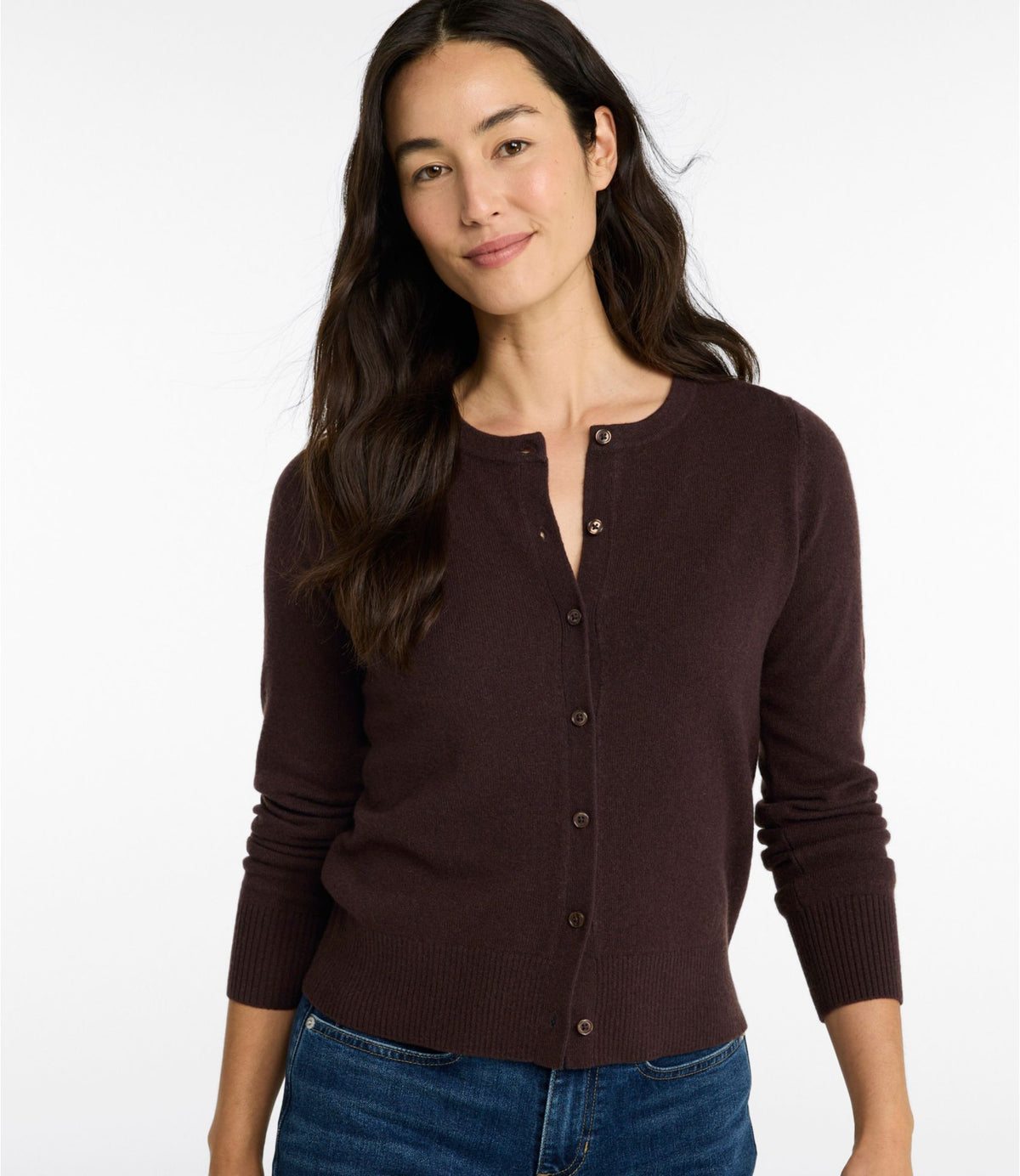 L.L.Bean Women's Classic Cashmere Sweater, Button-Front Cardigan Camel Heather