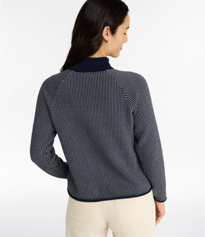 L.L.Bean Women's The Original Double L® Sweater, Rollneck Bird's-Eye Classic Navy/Sea Salt Birdseye