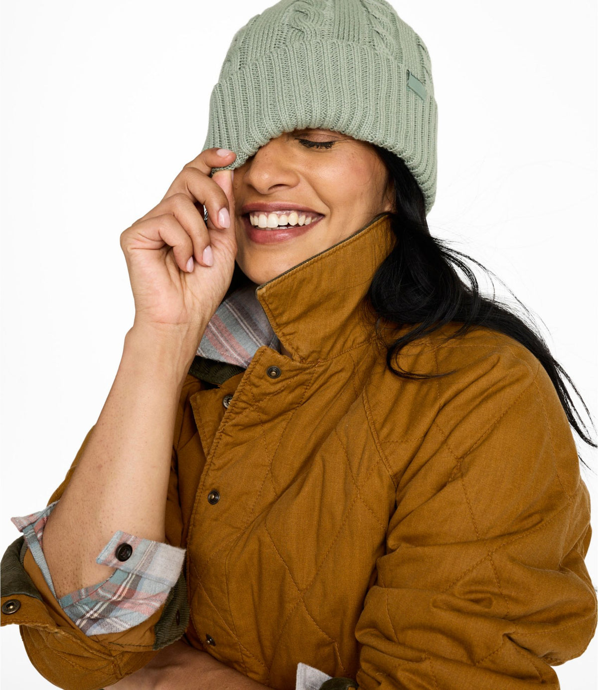 L.L.Bean Women's Double L® Cable Beanie Deepest Brown Heather