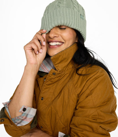 L.L.Bean Women's Double L® Cable Beanie Deepest Brown Heather