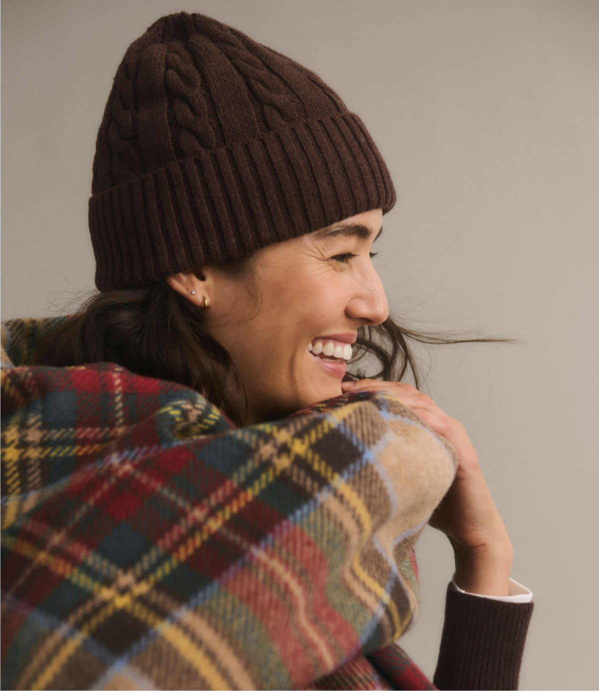 L.L.Bean Women's Double L® Cable Beanie Deepest Brown Heather