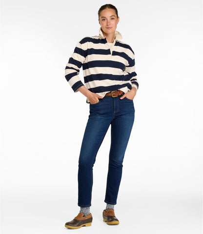 L.L.Bean Women's L.L. Bean Go-Anywhere Jeans, High-Rise Slim-Leg Ankle Midnight Blue Wash