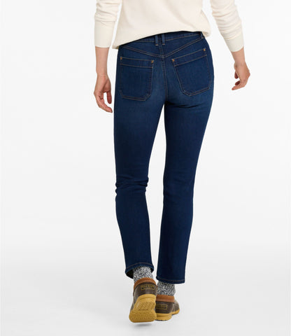 L.L.Bean Women's L.L. Bean Go-Anywhere Jeans, High-Rise Slim-Leg Ankle Midnight Blue Wash
