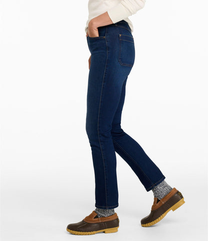 L.L.Bean Women's L.L. Bean Go-Anywhere Jeans, High-Rise Slim-Leg Ankle Midnight Blue Wash