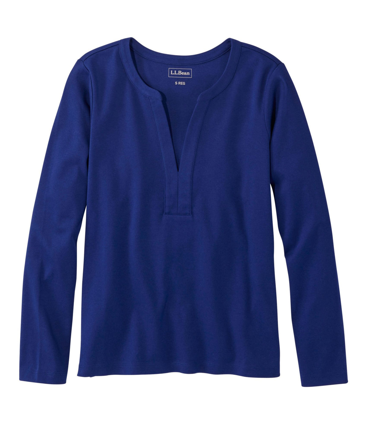 L.L.Bean Women's L.L.Bean Tee, Long-Sleeve Splitneck Alpine Blue