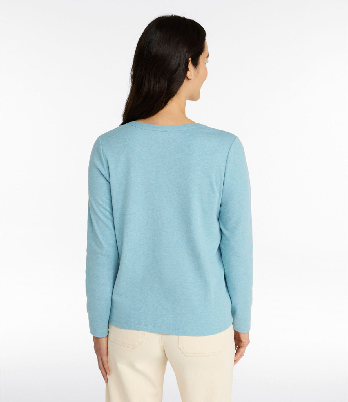 L.L.Bean Women's L.L.Bean Tee, Long-Sleeve Splitneck Alpine Blue