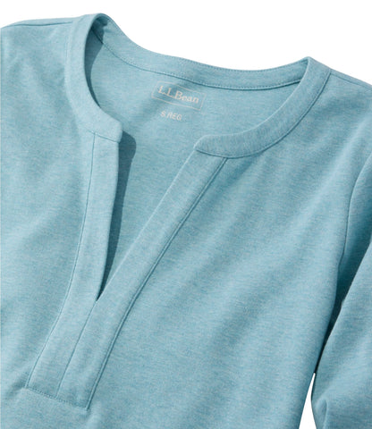L.L.Bean Women's L.L.Bean Tee, Long-Sleeve Splitneck Alpine Blue