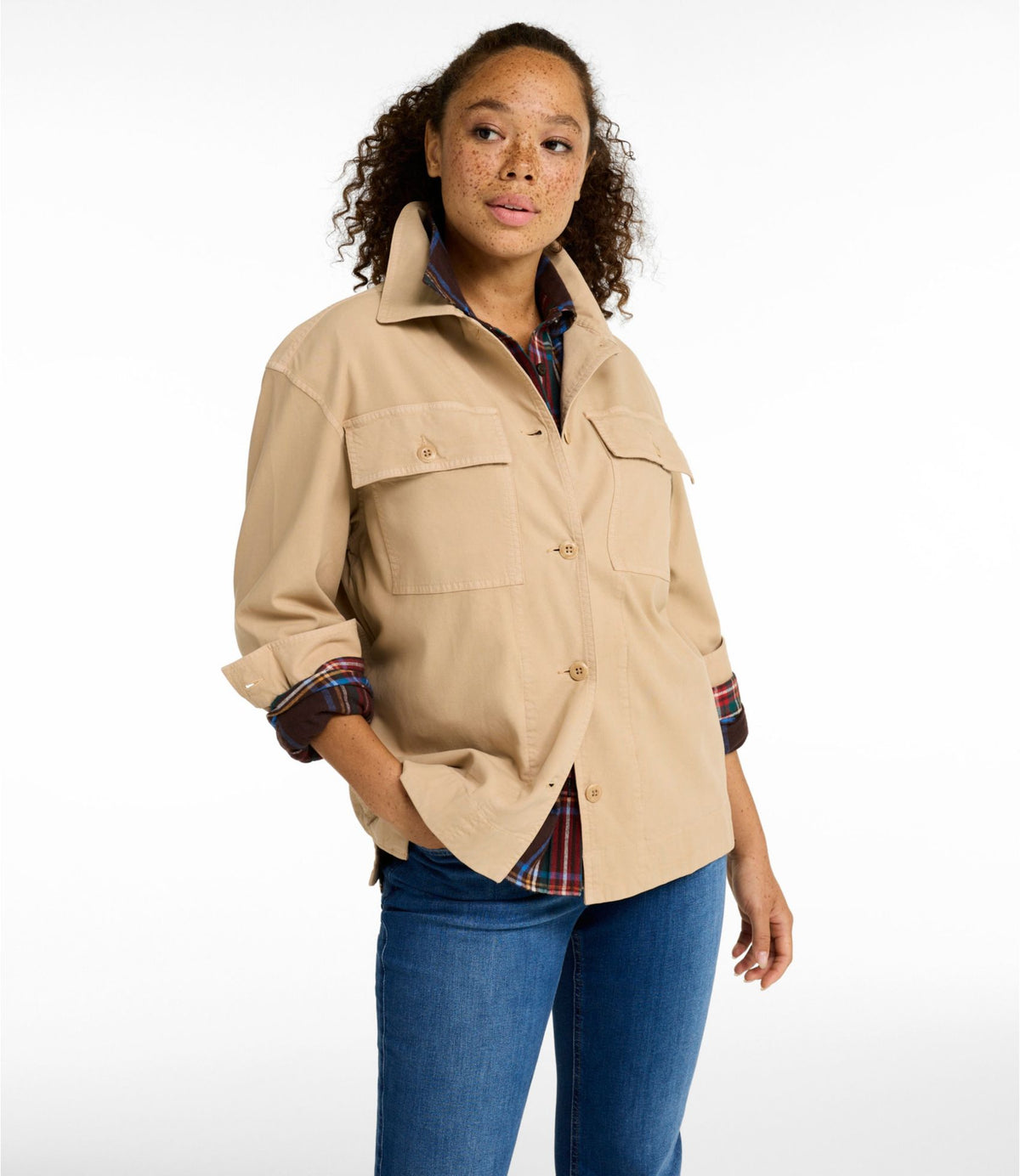 L.L.Bean Women's Sunwashed Lightweight Utility Jacket Dark Cocoa