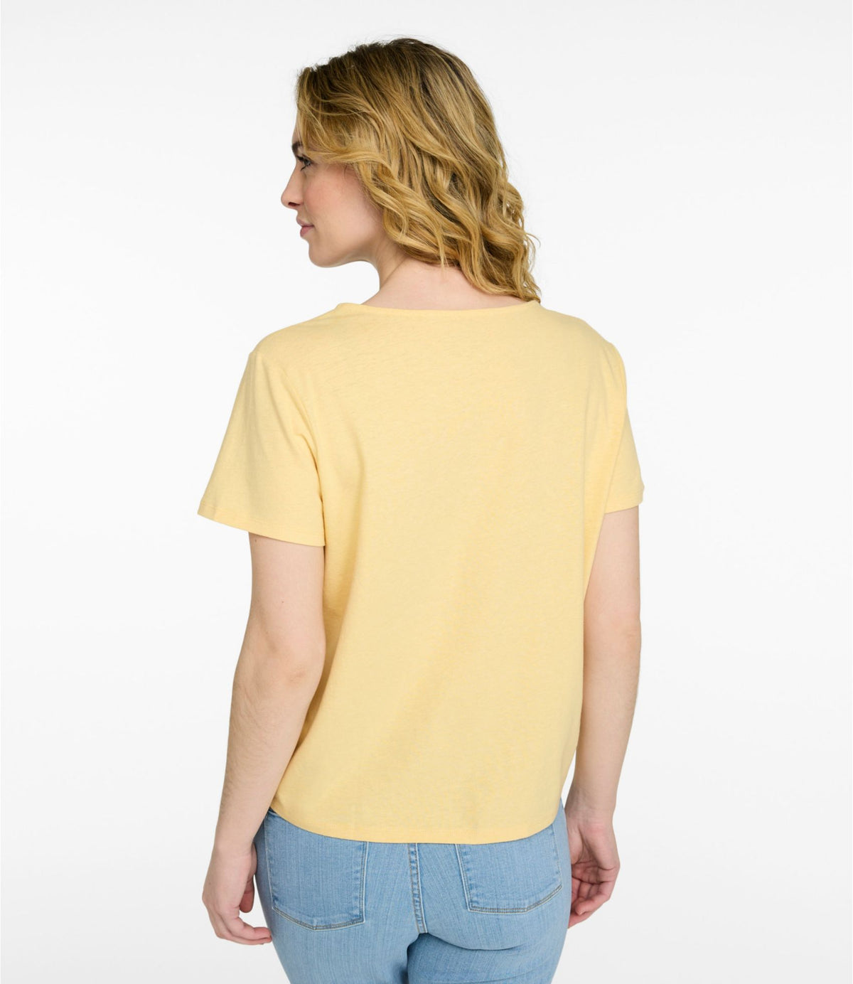 L.L.Bean Women's Lakeside Linen/Cotton Tee, Short-Sleeve Embroidered Splitneck Classic Navy