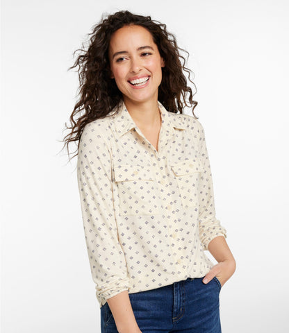 L.L.Bean Women's Camden Hills Button Front Shirt, Print