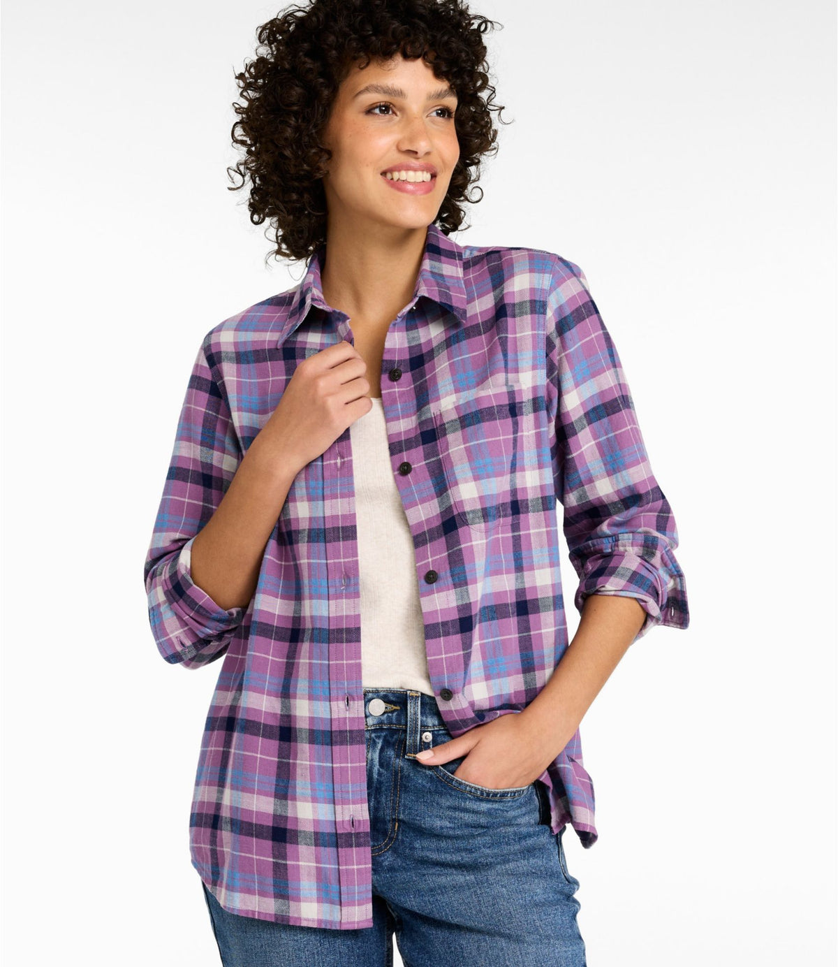 L.L.Bean Women's Sunwashed Twill Shirt Bright Indigo