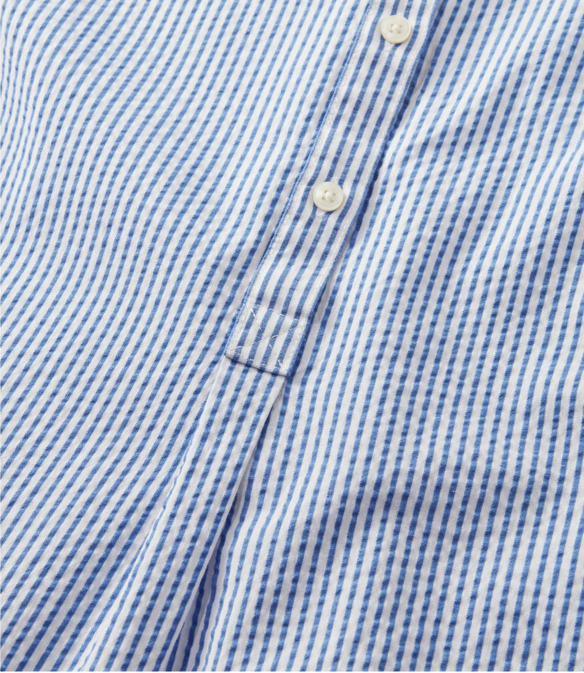L.L.Bean Women's Vacationland Seersucker Shirt, Short-Sleeve Popover Stripe White