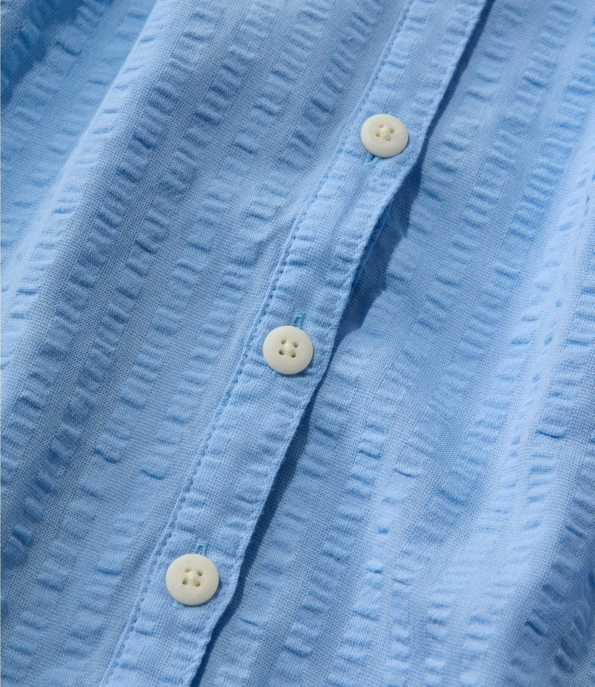 L.L.Bean Women's Bean's Seacoast Seersucker Scoopneck Shirt Brightwater Blue Stripe