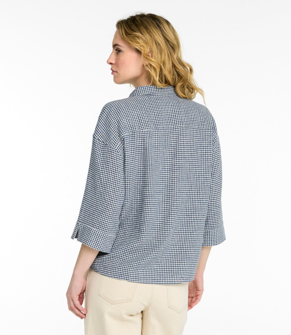 L.L.Bean Women's Signature Linen-Blend Button-Front Shirt, Three-Quarter-Length Sleeve