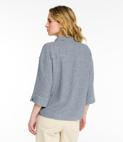 L.L.Bean Women's Signature Linen-Blend Button-Front Shirt, Three-Quarter-Length Sleeve