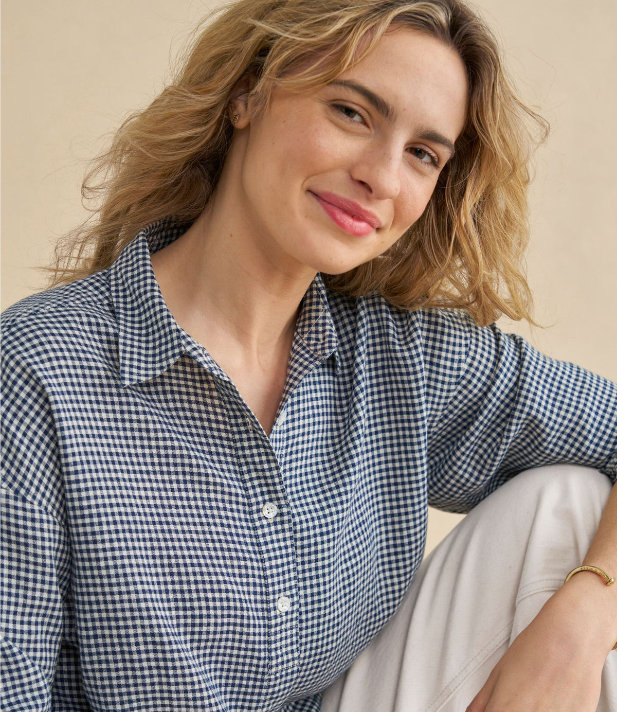 L.L.Bean Women's Signature Linen-Blend Button-Front Shirt, Three-Quarter-Length Sleeve