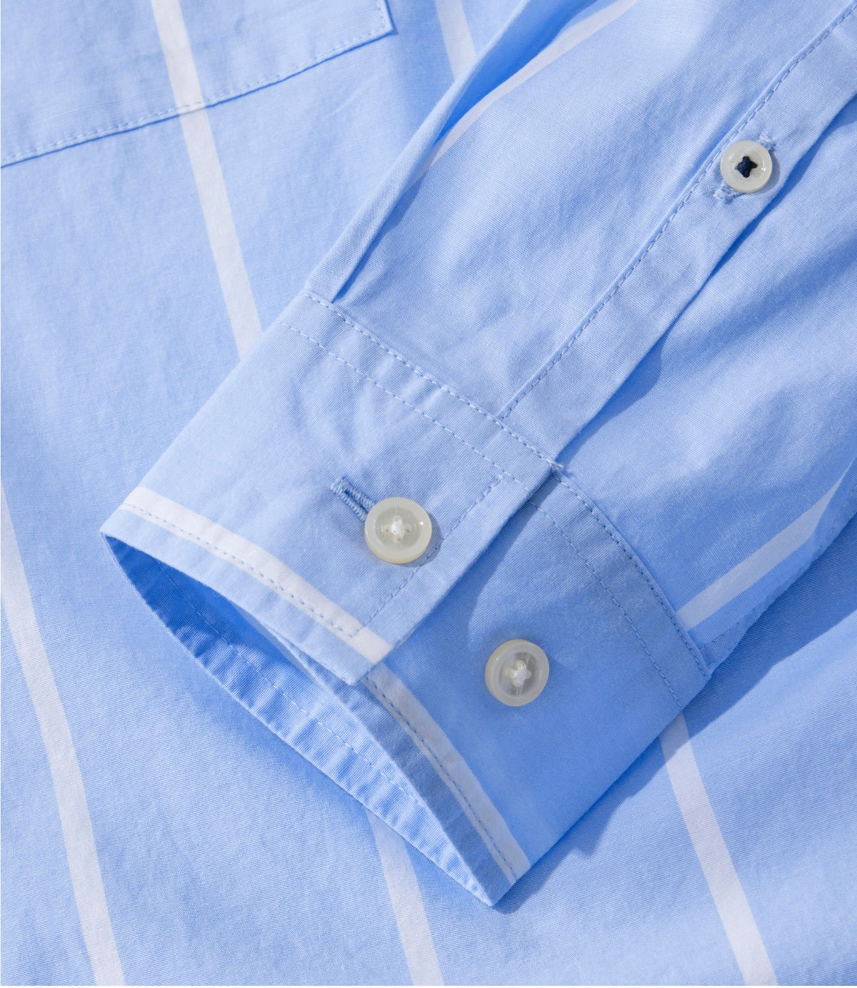 L.L.Bean Women's Essential Cotton Poplin Shirt, Long-Sleeve Brightwater Blue Stripe