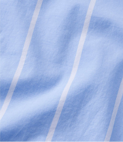 L.L.Bean Women's Essential Cotton Poplin Shirt, Long-Sleeve Brightwater Blue Stripe