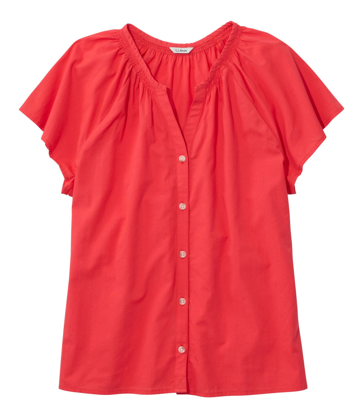 L.L.Bean Women's Whisperweight Poplin Shirt, Short-Sleeve Pomegranate