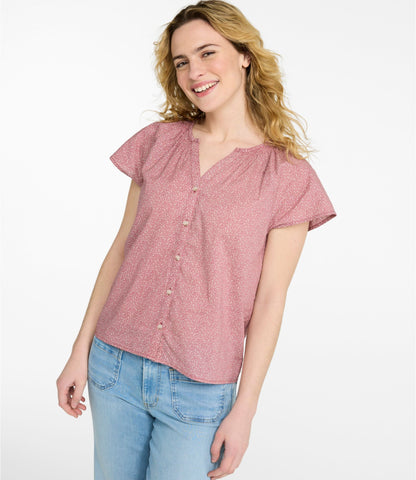 L.L.Bean Women's Whisperweight Poplin Shirt, Short-Sleeve Pomegranate