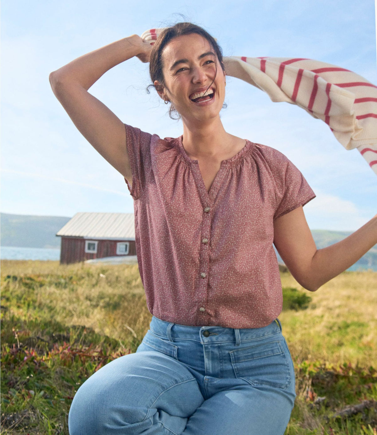 L.L.Bean Women's Whisperweight Poplin Shirt, Short-Sleeve Pomegranate