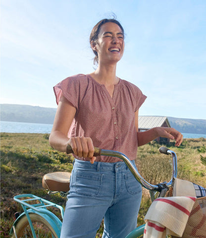 L.L.Bean Women's Whisperweight Poplin Shirt, Short-Sleeve Pomegranate
